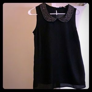 Black tank with beaded collar